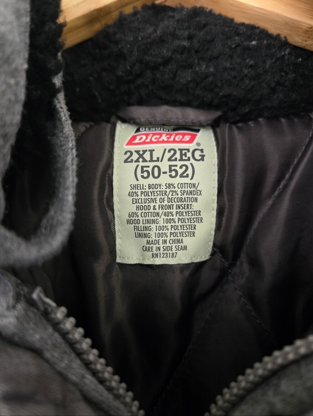 Dickies Sherpa-Lined Hooded Work Jacket | Gray Canvas Duck Coat | Men's 2XL - Picture 4 of 6